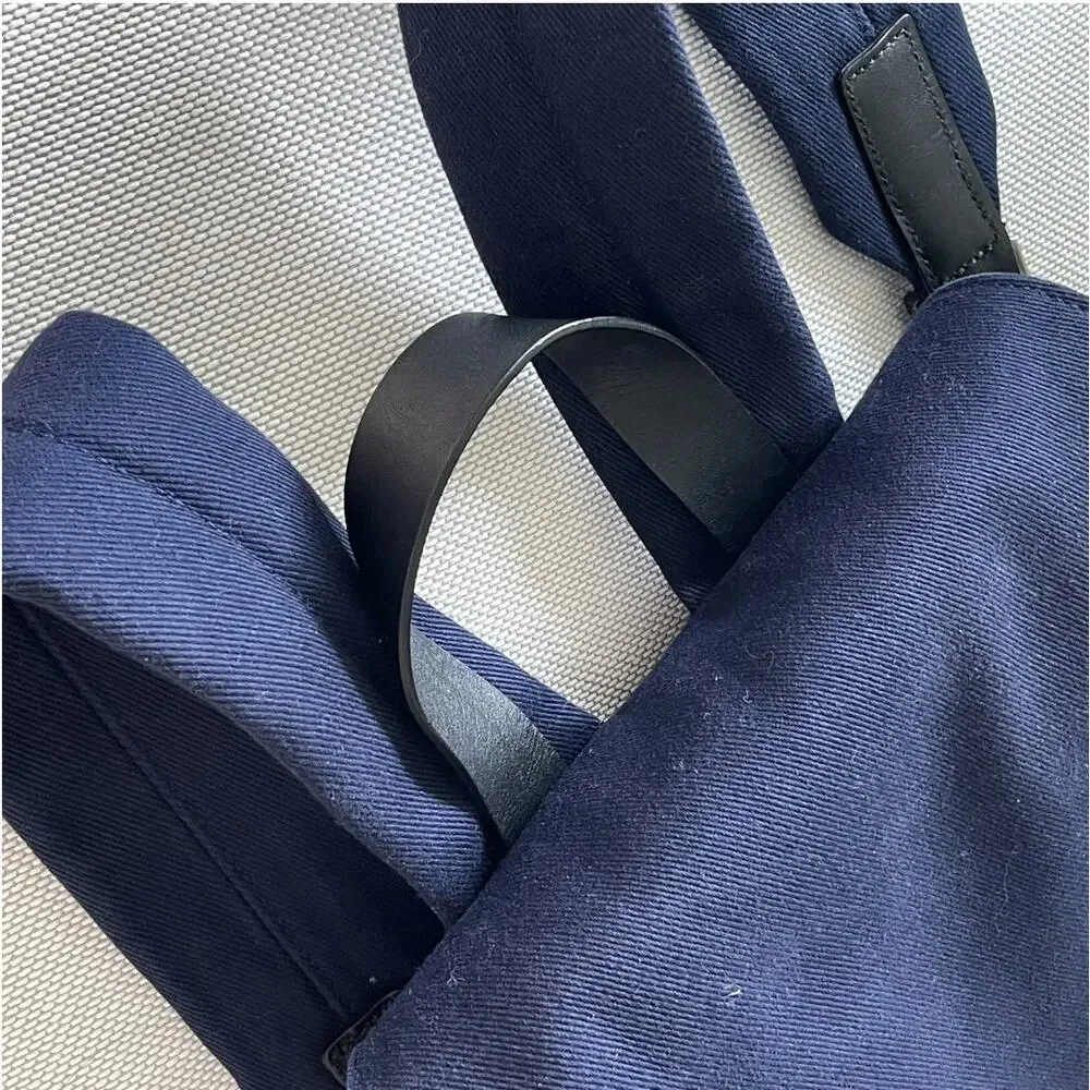 EVERLANE Modern Snap Backpack Navy Blue Canvas Denim Unisex Bag Rucksack Office